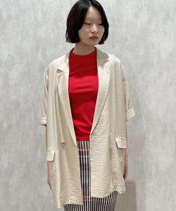 水野 萌香さんの「BEAMS WOMEN｜ダブルブレスト ハーフスリーブ ジャケット」を使ったコーディネート