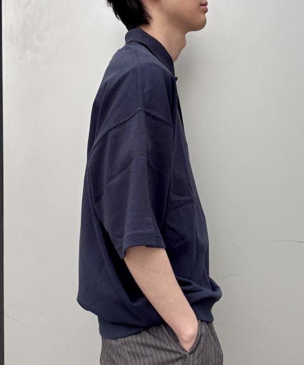 うえきんぐさんの「ストライプ メッシュ ポロシャツ」を使ったコーディネート