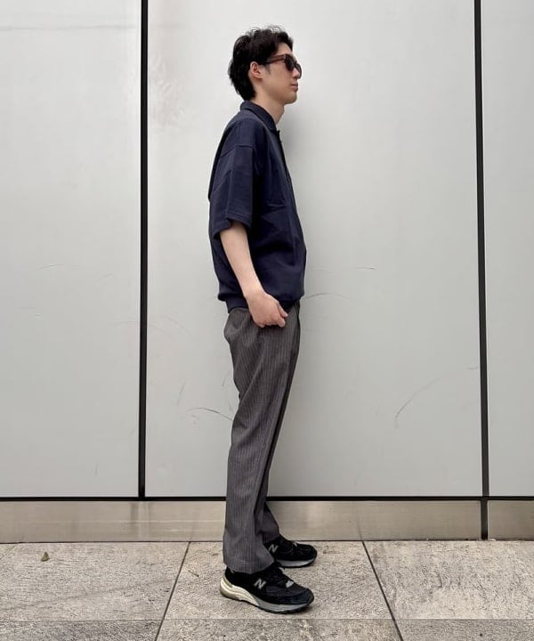 うえきんぐさんの「ストライプ メッシュ ポロシャツ」を使ったコーディネート