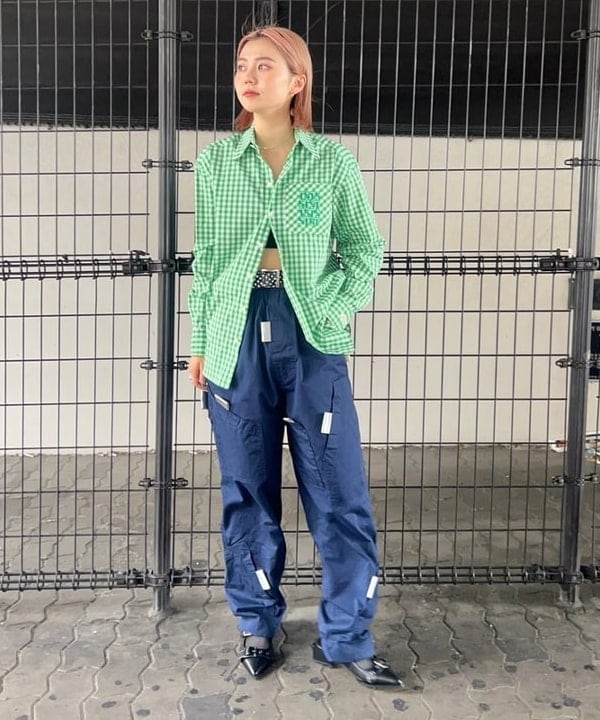TSTS ギンガムチェック デニムパンツ S（LAYERED DENIM PANTS