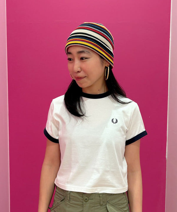 kiyoさんの「BEAMS WOMEN｜マルチボーダー ワッチキャップ」を使ったコーディネート