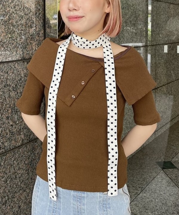 まゆちゃんさんの「BEAMS WOMEN｜ビッグカラー オフショルダー Tシャツ」を使ったコーディネート