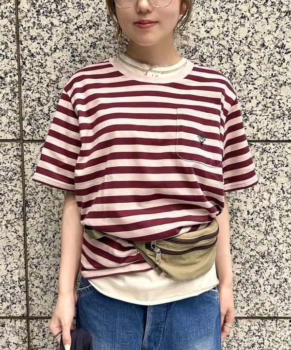 小原 もこさんの「BEAMS WOMEN｜【別注】Healthknit / 70s ヘンリーネック ショートスリーブ」を使ったコーディネート