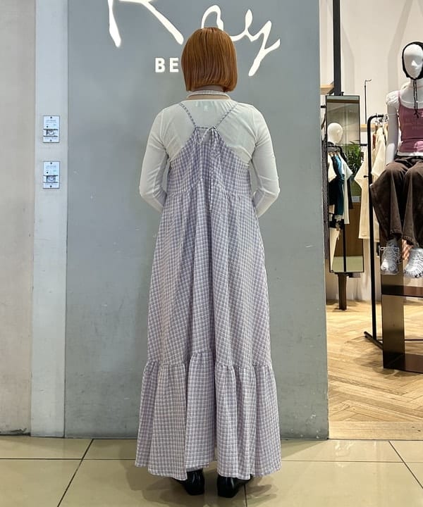 ナカノ アイさんの「BEAMS WOMEN｜ワッシャー チェック キャミワンピース」を使ったコーディネート