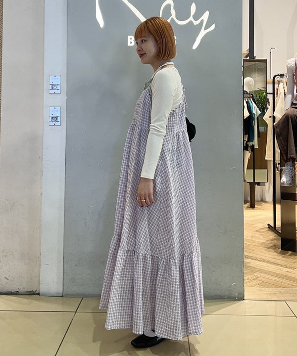 ナカノ アイさんの「BEAMS WOMEN｜ワッシャー チェック キャミワンピース」を使ったコーディネート