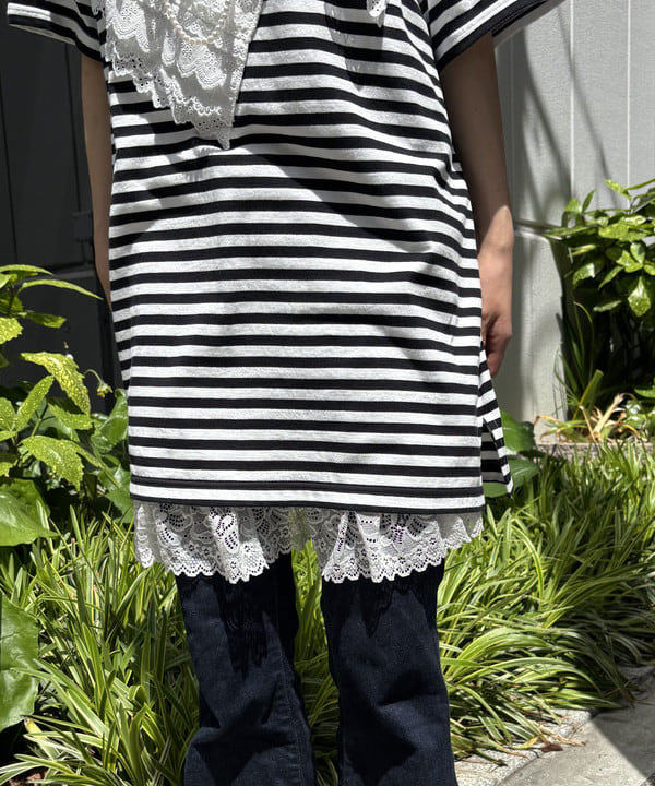 み　う　ちさんの「BEAMS WOMEN｜【別注】TORI-TO / バイアス フリル BIG Tシャツ」を使ったコーディネート