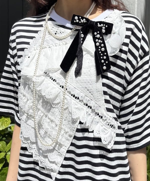 み　う　ちさんの「BEAMS WOMEN｜【別注】TORI-TO / バイアス フリル BIG Tシャツ」を使ったコーディネート