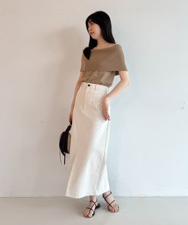 山田 千遥さんの「BEAMS WOMEN｜VIOLAd’ORO / ラフィア調 ムーンバッグ」を使ったコーディネート