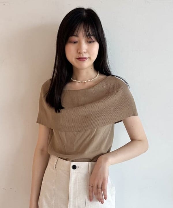 山田 千遥さんの「BEAMS WOMEN｜VIOLAd’ORO / ラフィア調 ムーンバッグ」を使ったコーディネート