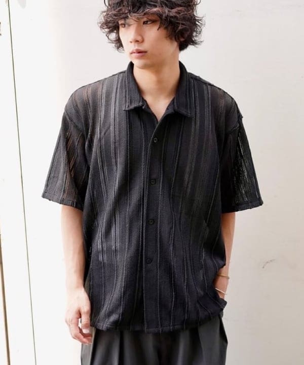 流聖さんの「BEAMS WOMEN｜メッシュ オープンカラーシャツ」を使ったコーディネート