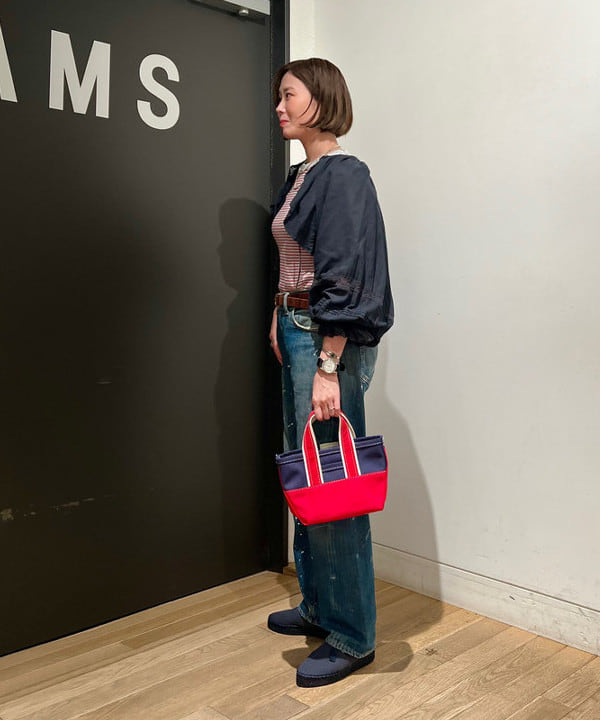 浦谷 久枝さんの「BEAMS WOMEN｜【別注】Health Knit / ボーダー フライス 5分袖 Tシャツ」を使ったコーディネート