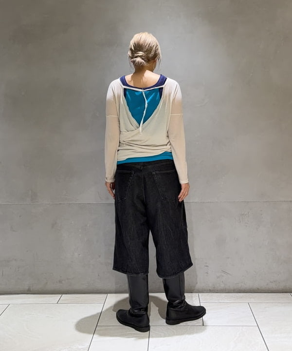 福田 まみさんの「BEAMS WOMEN｜5ポケット クウォーターレングス ワイドデニム」を使ったコーディネート