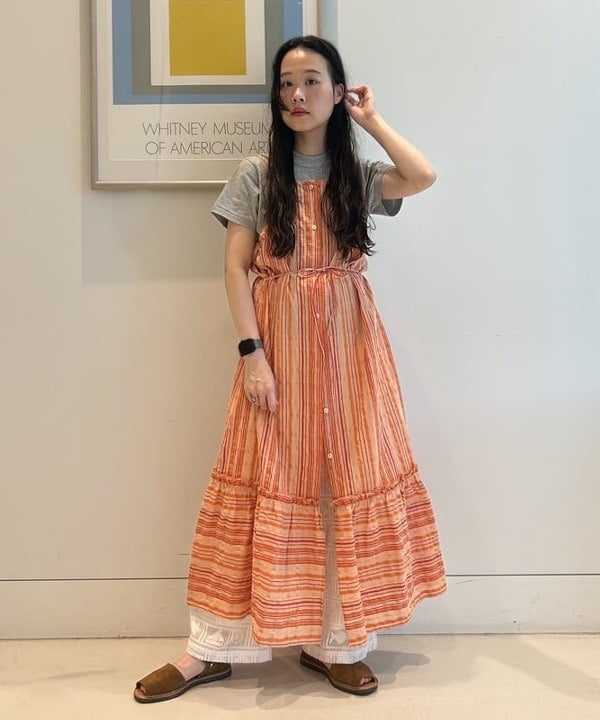 清水 彩乃さんの「BEAMS WOMEN｜ストライプ キャミ ワンピース」を使ったコーディネート