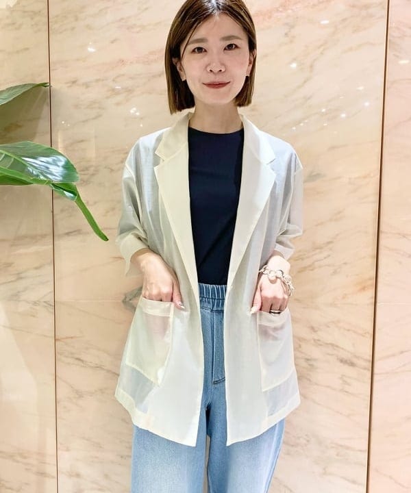AONO SHIKAMAさんの「BEAMS WOMEN｜シアー オーバー テーラージャケット」を使ったコーディネート