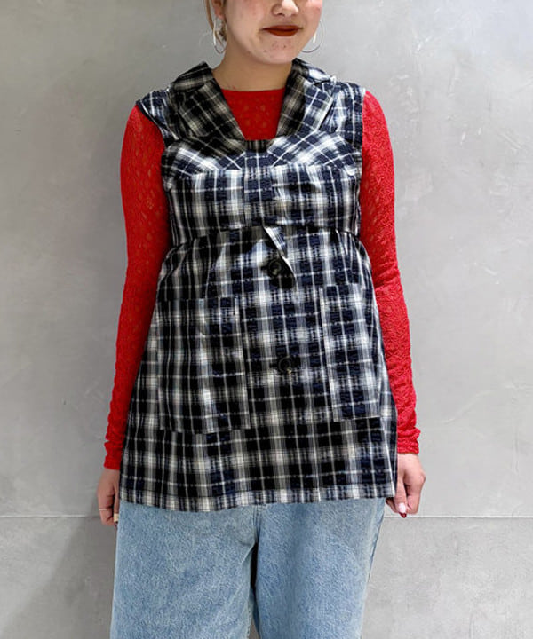 福田 まみさんの「BEAMS WOMEN｜ストレッチレース クルーネック Tシャツ」を使ったコーディネート