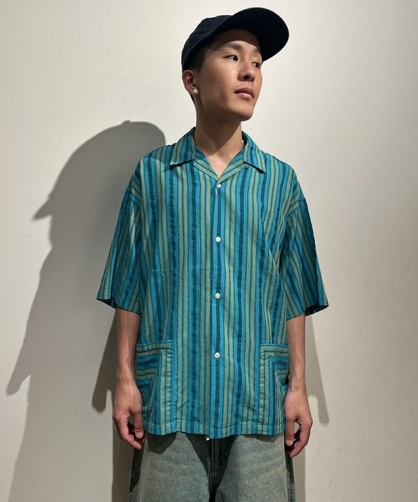 BANさんの「BEAMS WOMEN｜ドビーストライプ オープンカラーシャツ」を使ったコーディネート