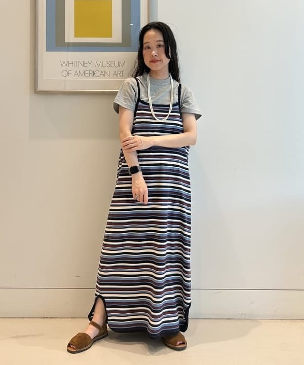 清水 彩乃さんの「BEAMS WOMEN｜マルチボーダー タンクトップ」を使ったコーディネート