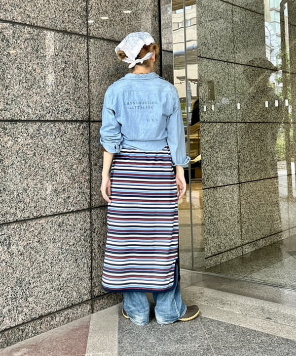 小原 もこさんの「BEAMS WOMEN｜マルチボーダー ワンピース」を使ったコーディネート