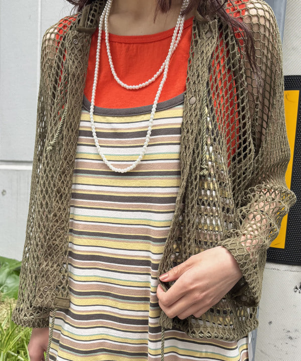 み　う　ちさんの「BEAMS WOMEN｜マルチボーダー ワンピース」を使ったコーディネート