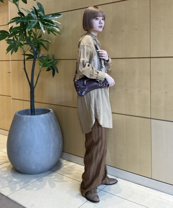 Hazukiさんの「BEAMS WOMEN｜ストライプ ジャカード ワイド パンツ」を使ったコーディネート