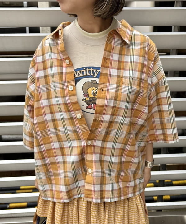 つぼさんの「BEAMS WOMEN｜チェック ショート シャツ」を使ったコーディネート