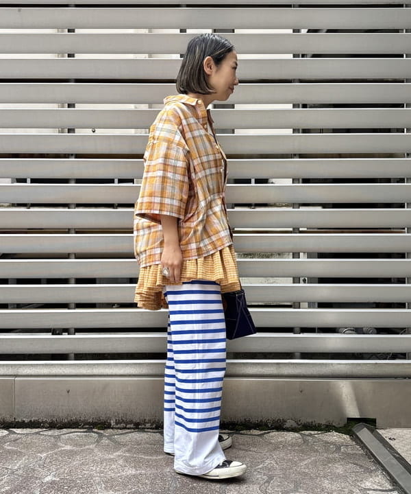 つぼさんの「BEAMS WOMEN｜チェック ショート シャツ」を使ったコーディネート