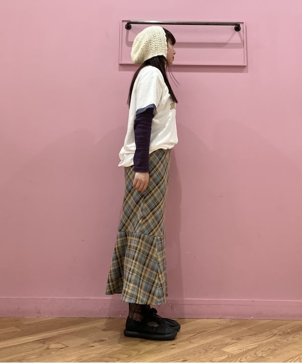 晶さんの「BEAMS WOMEN｜チェック キリカエ マーメイド スカート」を使ったコーディネート