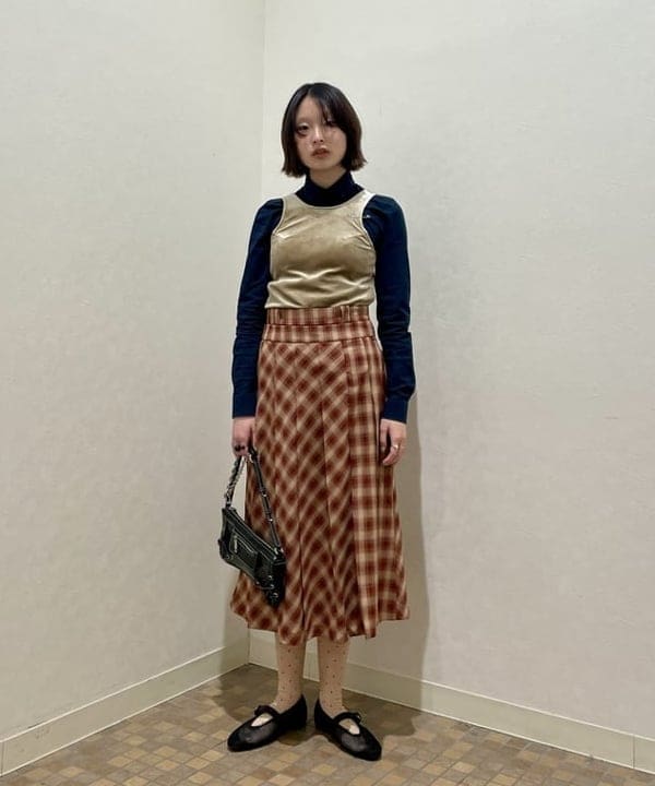 水野 萌香さんの「BEAMS WOMEN｜チェック プリーツ スカート」を使ったコーディネート