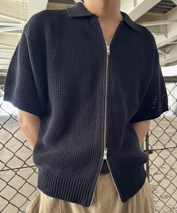 川崎 駿希さんの「BEAMS WOMEN｜メッシュ ニット ポロシャツ」を使ったコーディネート