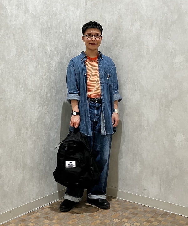 土田 達也さんの「BEAMS WOMEN｜【別注】orSlow / ワイド フィット デニム パンツ」を使ったコーディネート