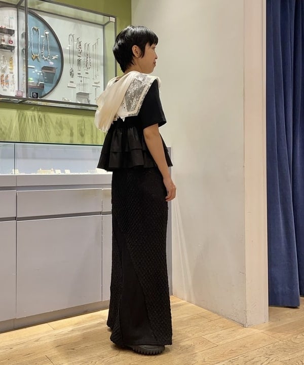 キホさんの「BEAMS WOMEN｜ティアード キリカエ クルーネック Tシャツ」を使ったコーディネート