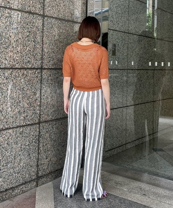 水野 萌香さんの「BEAMS WOMEN｜メッシュ ニット ポロシャツ」を使ったコーディネート