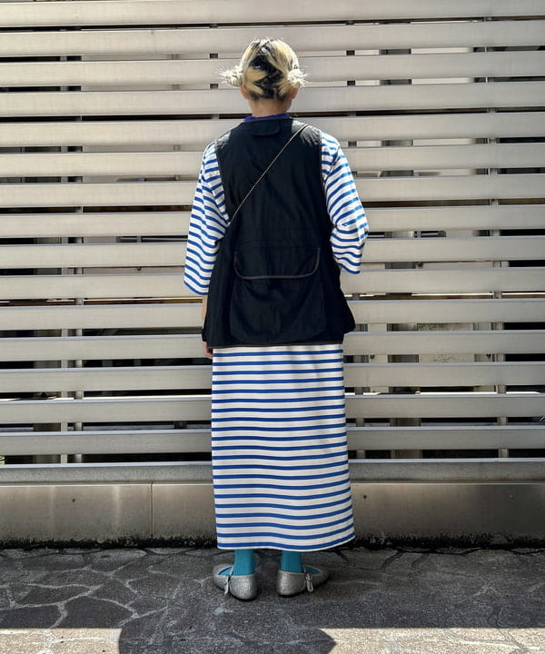 MATSUMOTO AMIさんの「BEAMS WOMEN｜【別注】LACOSTE / ボーダー ハーフスリーブ ドレス」を使ったコーディネート