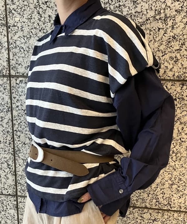 多田 日奈子さんの「BEAMS WOMEN｜HAVERSACK / リネン ボーダー Tシャツ」を使ったコーディネート