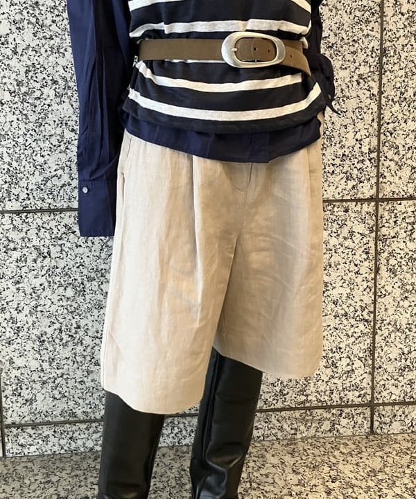 多田 日奈子さんの「BEAMS WOMEN｜HAVERSACK / リネン ボーダー Tシャツ」を使ったコーディネート