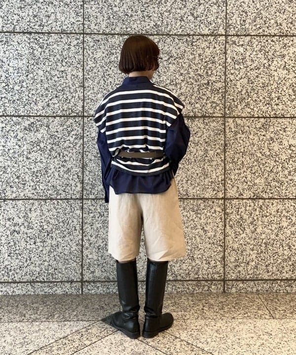 多田 日奈子さんの「BEAMS WOMEN｜HAVERSACK / リネン ボーダー Tシャツ」を使ったコーディネート