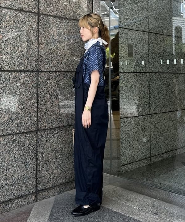 小原 もこさんの「BEAMS WOMEN｜ドット オープン カラー ショートスリーブ」を使ったコーディネート