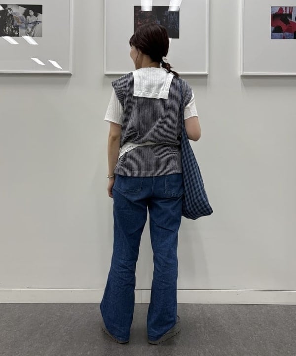 SHINAGAWAさんの「BEAMS WOMEN｜ジャガード リブ セーラー Tシャツ」を使ったコーディネート