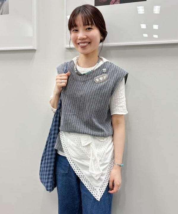 SHINAGAWAさんの「BEAMS WOMEN｜ジャガード リブ セーラー Tシャツ」を使ったコーディネート