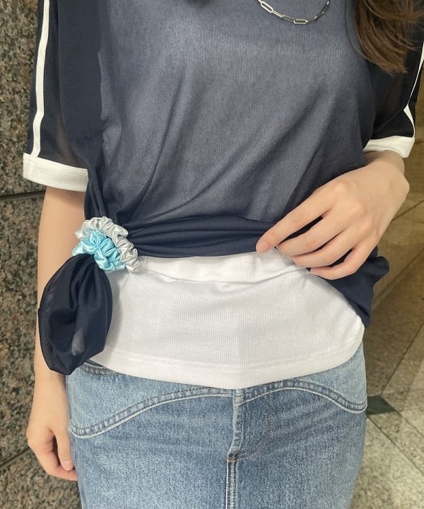 加歩さんの「BEAMS WOMEN｜シアー ライン ショートスリーブ」を使ったコーディネート