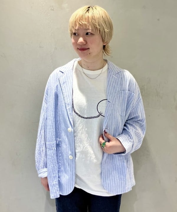 スミレさんの「BEAMS WOMEN｜ストライプ チェック ビッグ ジャケット」を使ったコーディネート