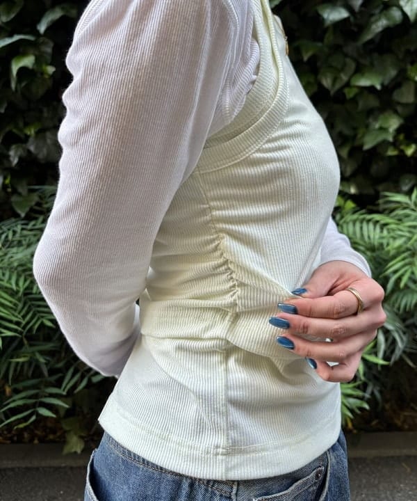 りりさんの「BEAMS WOMEN｜テレコ リブ クルーネック トップス」を使ったコーディネート