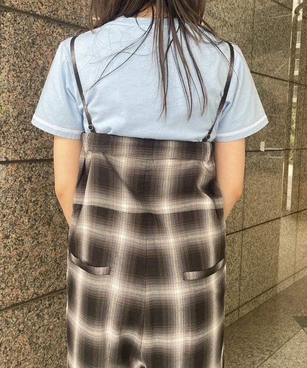 加歩さんの「BEAMS WOMEN｜チェック キャミソール サロペット」を使ったコーディネート