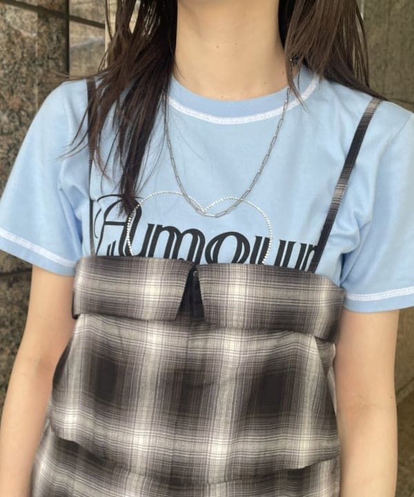 加歩さんの「BEAMS WOMEN｜チェック キャミソール サロペット」を使ったコーディネート