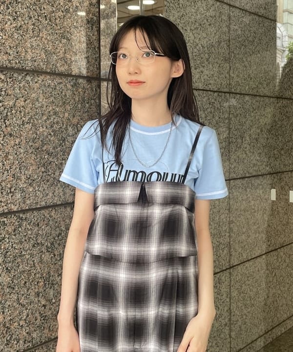 加歩さんの「BEAMS WOMEN｜チェック キャミソール サロペット」を使ったコーディネート