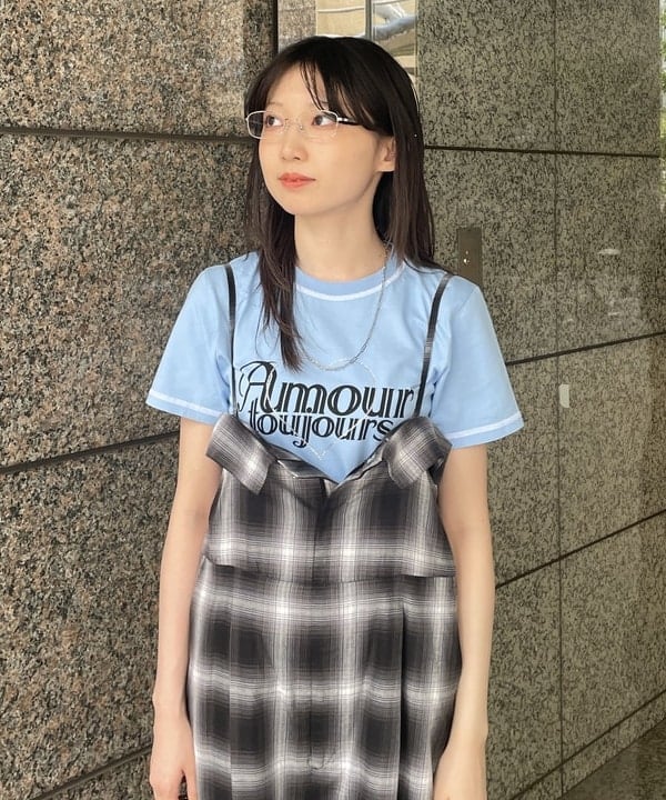 加歩さんの「BEAMS WOMEN｜チェック キャミソール サロペット」を使ったコーディネート
