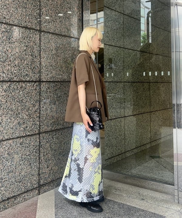 あさひさんの「BEAMS WOMEN｜blicenscell / sequin buscket バッグ」を使ったコーディネート