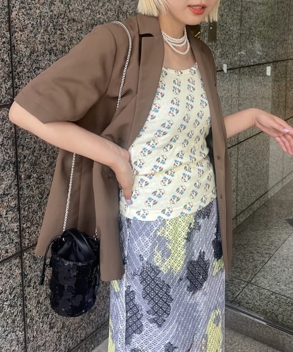 あさひさんの「BEAMS WOMEN｜blicenscell / sequin buscket バッグ」を使ったコーディネート