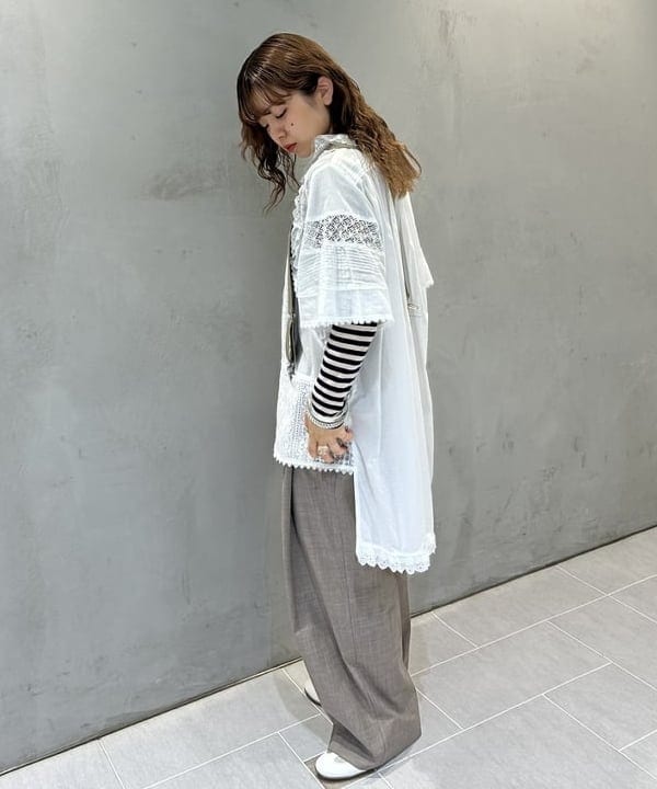 ナツハさんの「BEAMS WOMEN｜maturely / ディープ タック ワイド スラックス」を使ったコーディネート