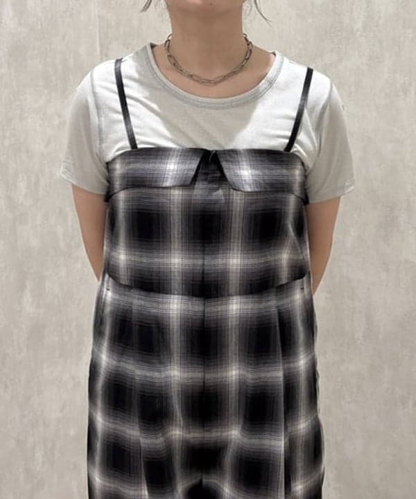 YABUさんの「BEAMS WOMEN｜チェック キャミソール サロペット」を使ったコーディネート